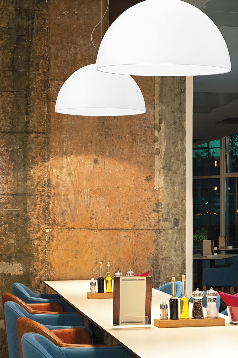 ISAKO - CHROME E27 SUSPENSION/SATIN WHITE GLASS LANDSHADE IP20 40CM - Image 2