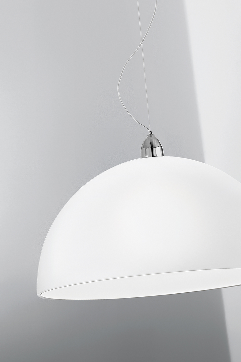 ISAKO - CHROME E27 SUSPENSION/SATIN WHITE GLASS LANDSHADE IP20 40CM - Image 3