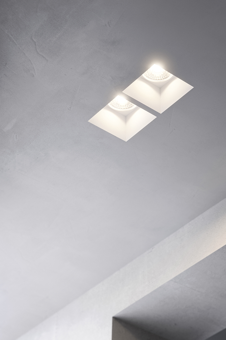 WIKI - DOWNLIGHT QUADRATO IN GESSO RASATO 45° BIANCO GU10 IP20 - immagine 2