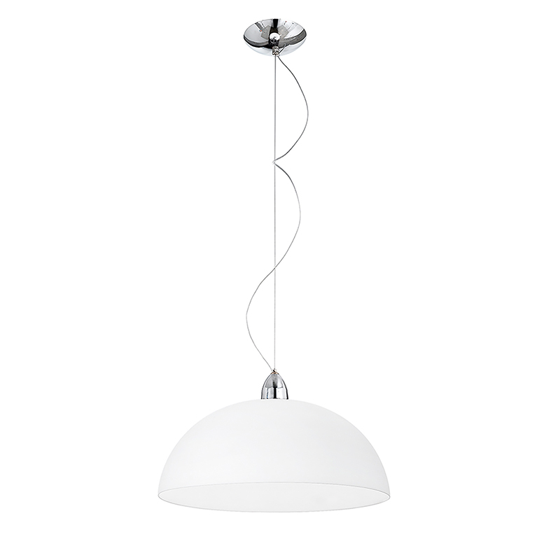 ISAKO - CHROME E27 SUSPENSION/SATIN WHITE GLASS LANDSHADE IP20 40CM