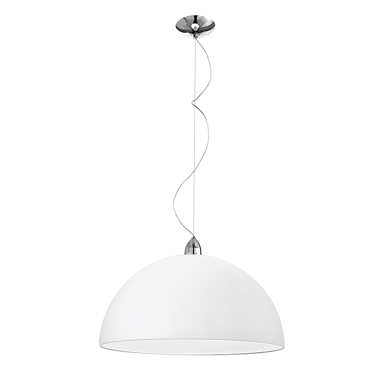 ISAKO – CHROME E27 SUSPENSION/SATIN WHITE GLASS LANDSHADE IP20 50CM