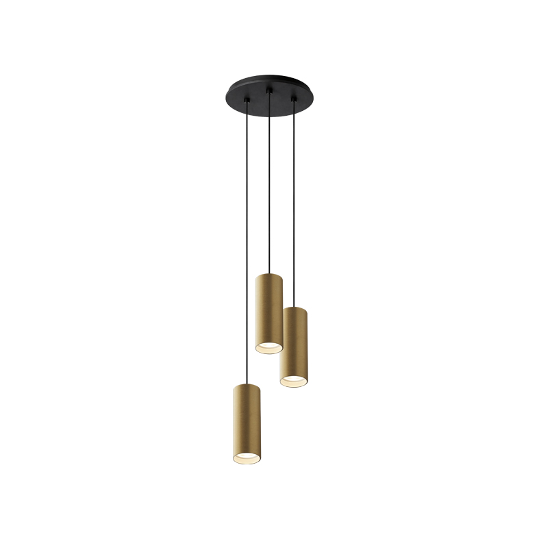 AXIOM EVO – SOSPENSIONE 3 ELEMENTI TONDA NERA/ORO GU10 50W 15CM