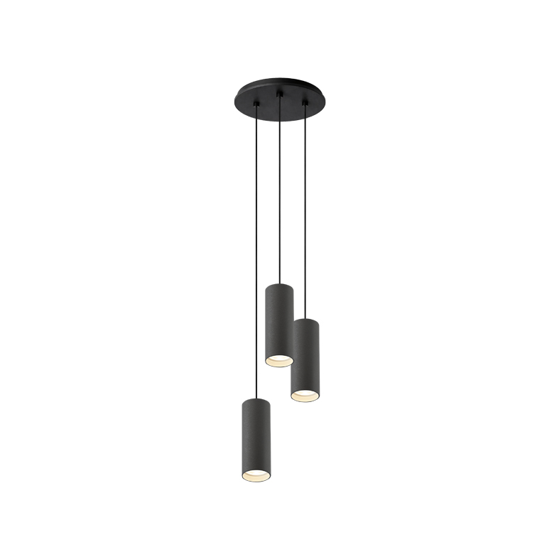 AXIOM EVO – SOSPENSIONE 3 ELEMENTI TONDA NERA/TITANIO GU10 50W 15CM
