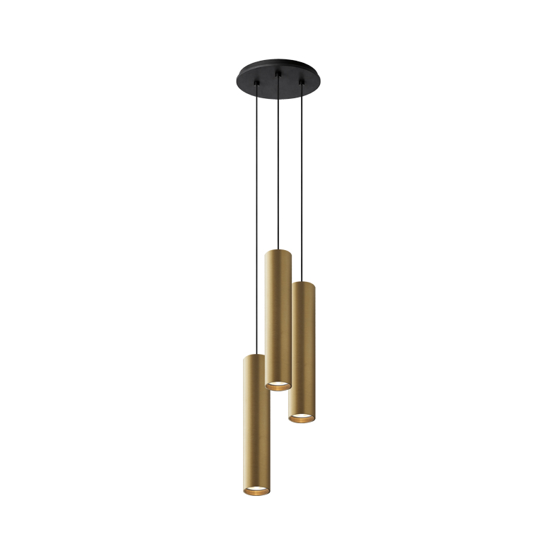 AXIOM EVO – SOSPENSIONE 3 ELEMENTI TONDA NERA/ORO GU10 50W 30CM