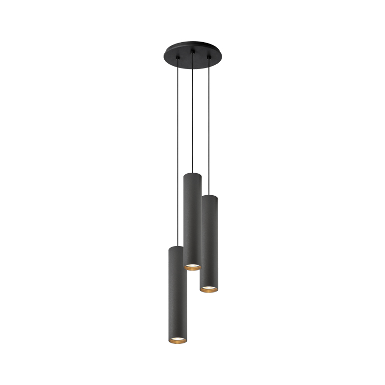 AXIOM EVO – SOSPENSIONE 3 ELEMENTI TONDA NERA/TITANIO GU10 50W 30CM
