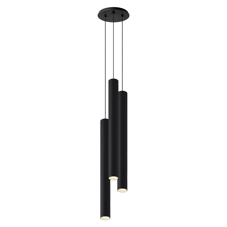 AXIOM EVO – SOSPENSIONE 3 ELEMENTI TONDA NERA/NERA GU10 50W 60CM