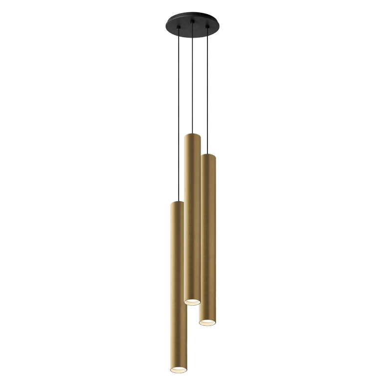 AXIOM EVO – SOSPENSIONE 3 ELEMENTI TONDA NERA/ORO GU10 50W 60CM