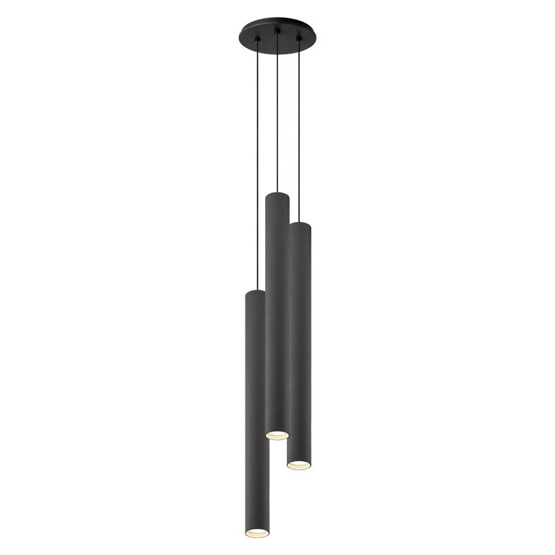 AXIOM EVO – SOSPENSIONE 3 ELEMENTI TONDA NERA/TITANIO GU10 50W 60CM