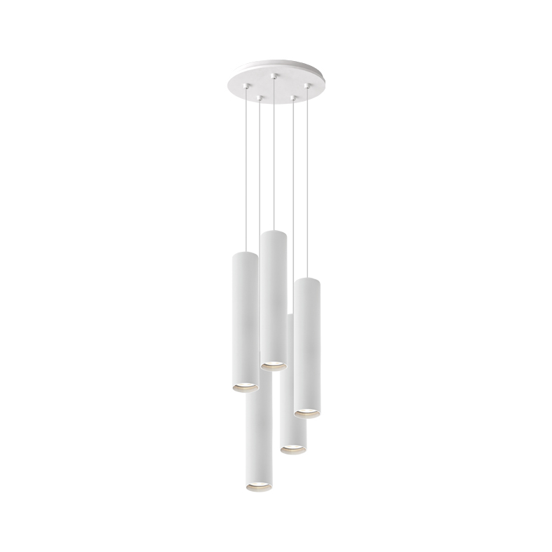 AXIOM EVO – SOSPENSIONE 5 ELEMENTI TONDA BIANCA/BIANCA GU10 50W 30CM
