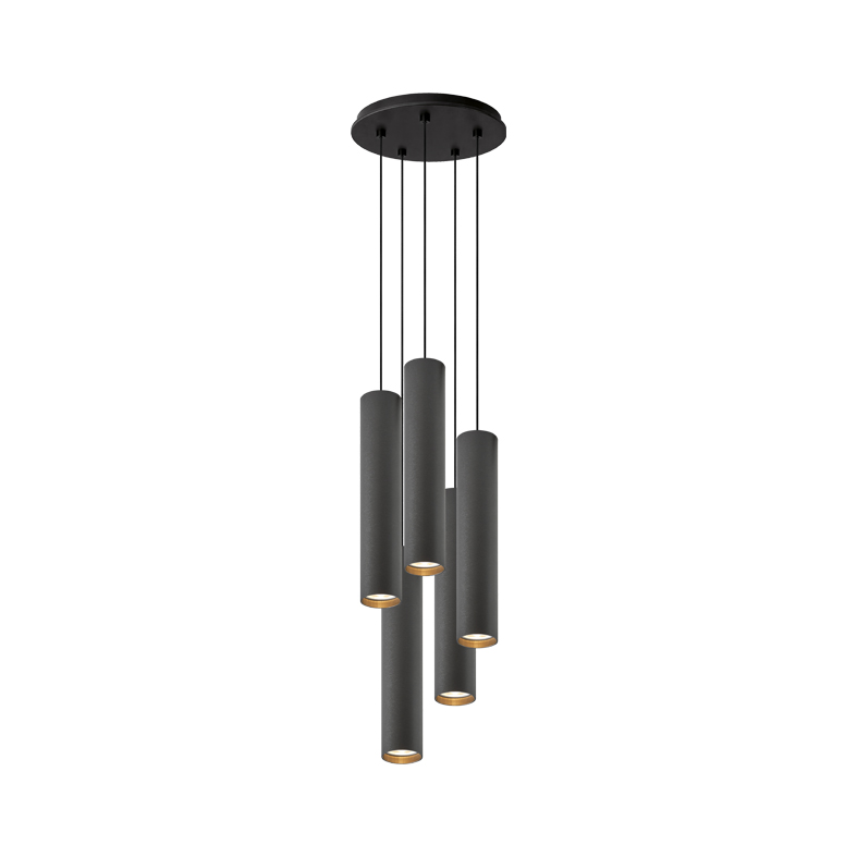 AXIOM EVO – SOSPENSIONE 5 ELEMENTI TONDA NERA/TITANIO GU10 50W 30CM