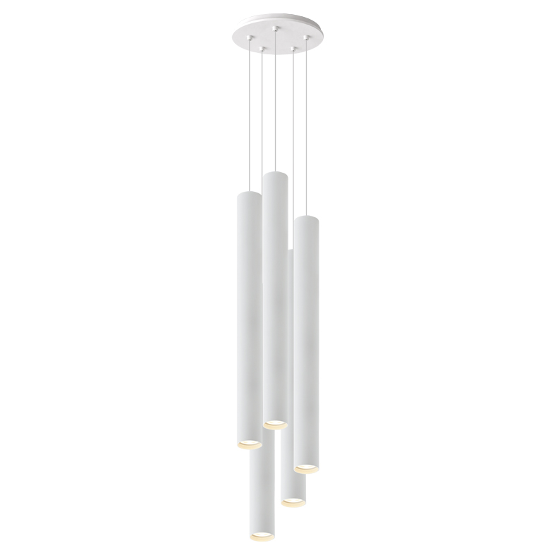 AXIOM EVO – SOSPENSIONE 5 ELEMENTI TONDA BIANCA/BIANCA GU10 50W 60CM