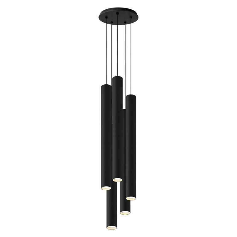 AXIOM EVO – SOSPENSIONE 5 ELEMENTI TONDA NERA/NERA GU10 50W 60CM