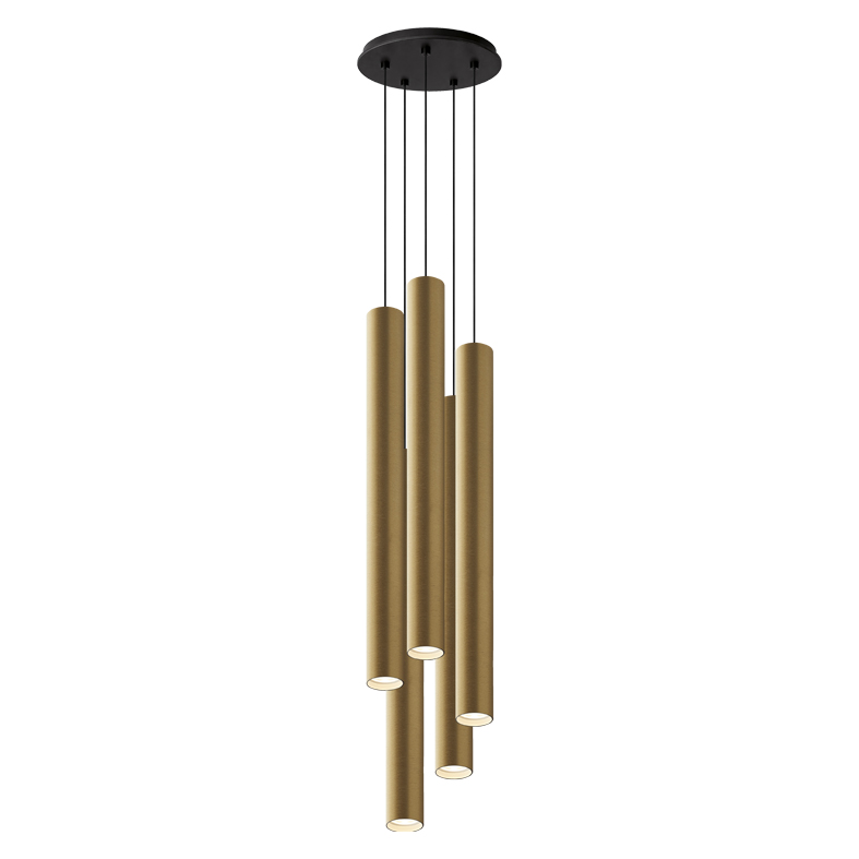 AXIOM EVO – SOSPENSIONE 5 ELEMENTI TONDA NERA/ORO GU10 50W 60CM