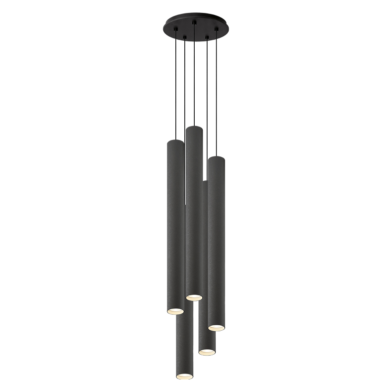 AXIOM EVO – SOSPENSIONE 5 ELEMENTI TONDA NERA/TITANIO GU10 50W 60CM