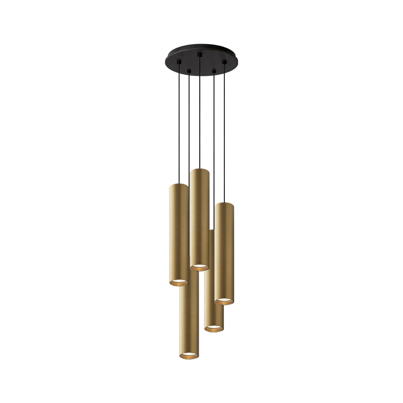 AXIOM EVO – SOSPENSIONE 5 ELEMENTI TONDA NERA/ORO LED 5X12W 3000K CRI90 30CM