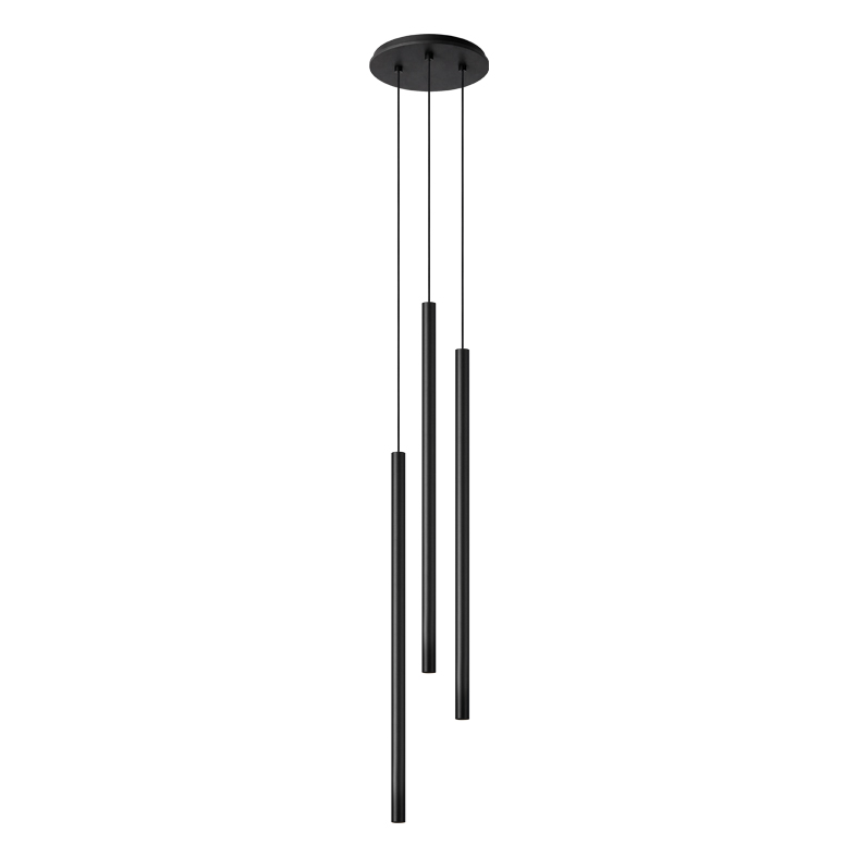 AXIOM EVO – SOSPENSIONE 3 ELEMENTI TONDA NERA/NERA LED 3X9W 3000K CRI90