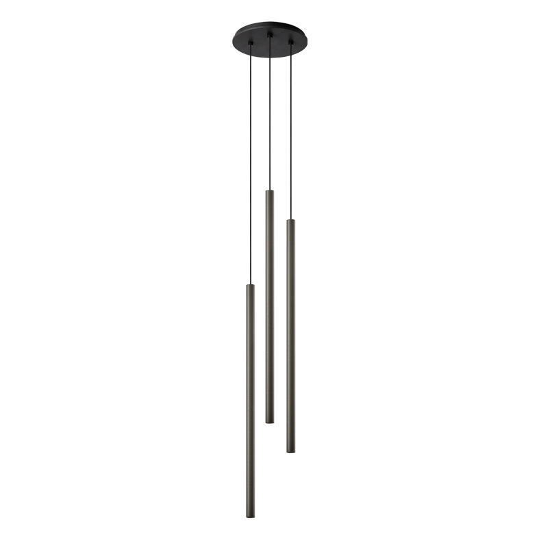 AXIOM EVO – SOSPENSIONE 3 ELEMENTI TONDA NERA/TITANIO LED 3X9W 3000K CRI90