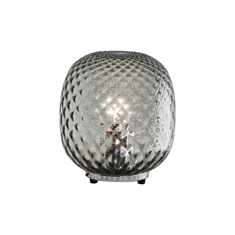 OBAN – LAMPADA DA TAVOLO CROMO IN VETRO BALLOTON FUME’