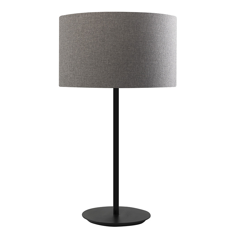 VIVIEN – BLACK E27 TABLE LAMP/GREY CYLINDRICAL LAMPSHADE IP20